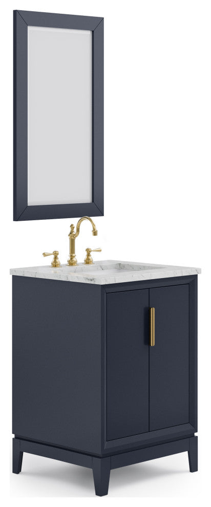 Elizabeth 24" Single Sink Carrara White Marble Vanity, Monarch Blue