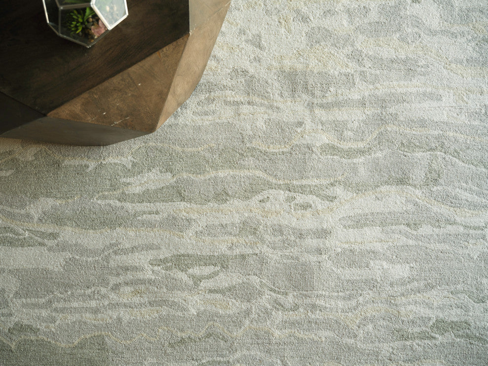 Cortero Handmade Hand Tufted New Zealand Wool Green/Ivory Area Rug, 8'x10'