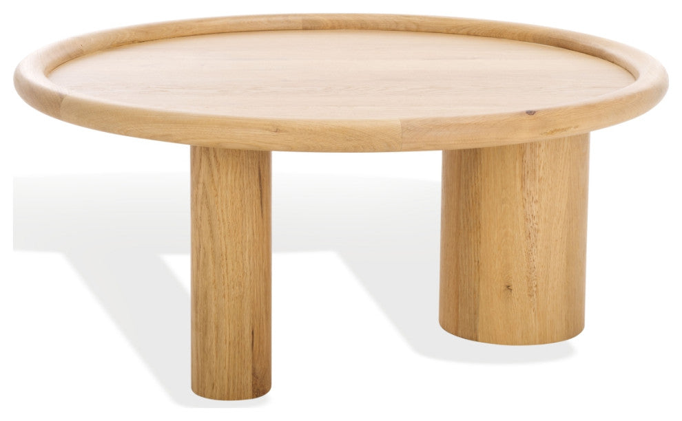 Safavieh Couture Madelynn Round Wood Coffee Table, Natural