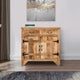 39" Farmhouse Cabinet 2 Drawer Mango Wood Console 2 Door Storage Brown
