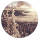Dark Winter Scene At Sunset, Landscape Disc Metal Artwork, 36"