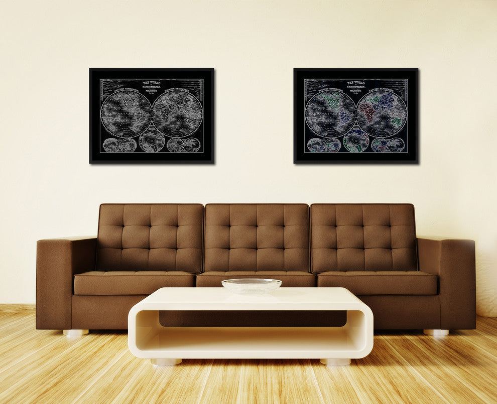 World Vintage Monochrome Map Canvas, 28"x37"