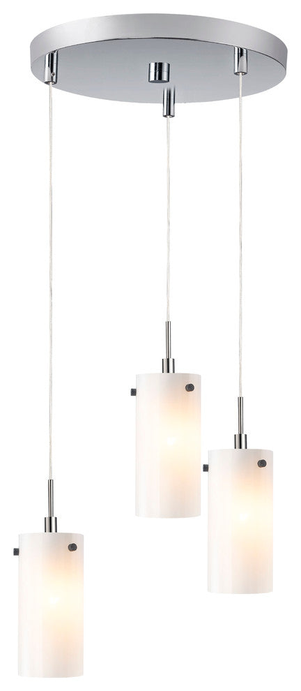 Tube 3-Light Cluster Pendant, Satin Nickel, Faux Opal Cylinder