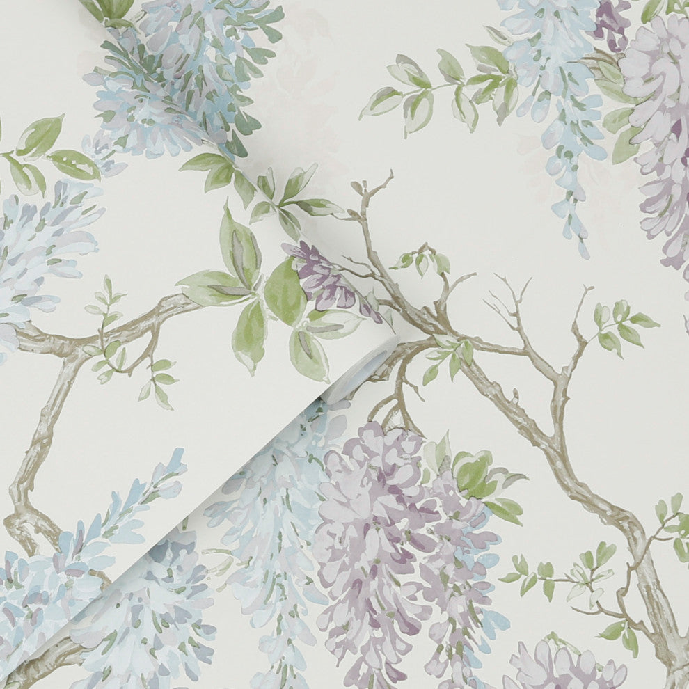 Laura Ashley Wisteria Garden Wallpaper, Pale Iris