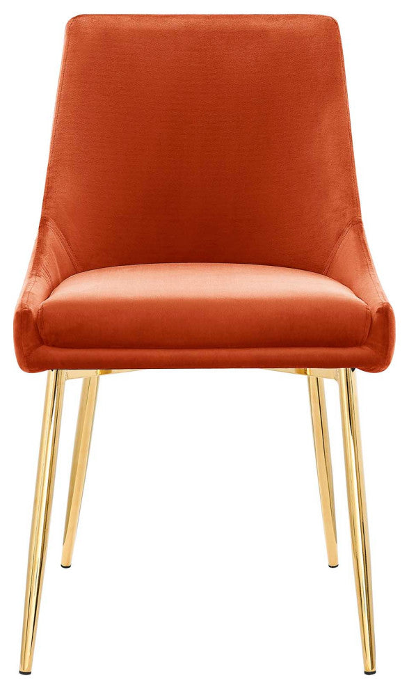 Viscount Performance Velvet Dining Chairs Set of 2 Gold Orange