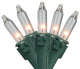 Set of 100 Clear Commercial Grade Mini Christmas Lights 5.5" Spacing, Green Wire