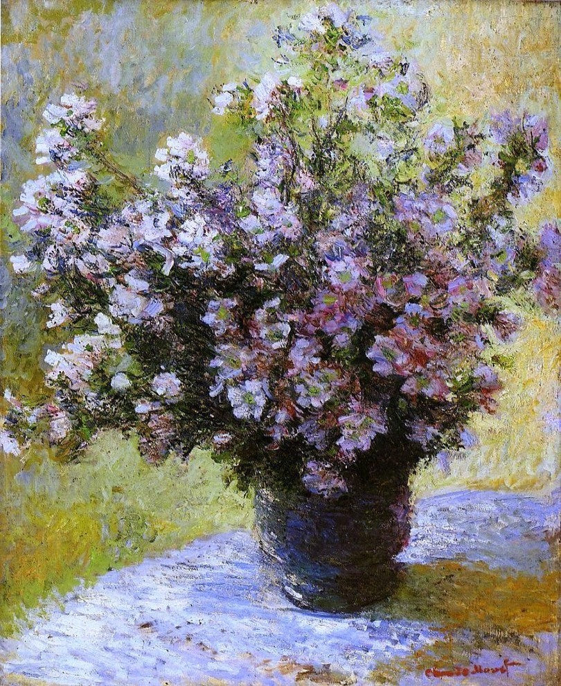 Claude Oscar Monet Bouquet of Mallows Premium Canvas Print