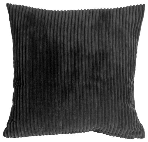 Pillow Decor - Wide Wale Corduroy 18 x 18 Throw Pillows, Black