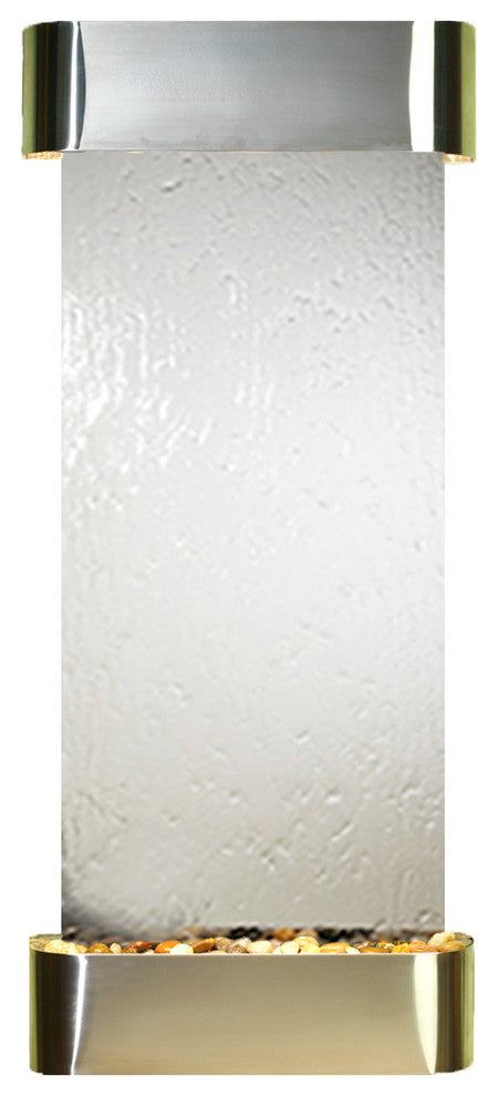 Inspiration Falls Water Fountain, Silver Mirror, Stainless Steel, Round