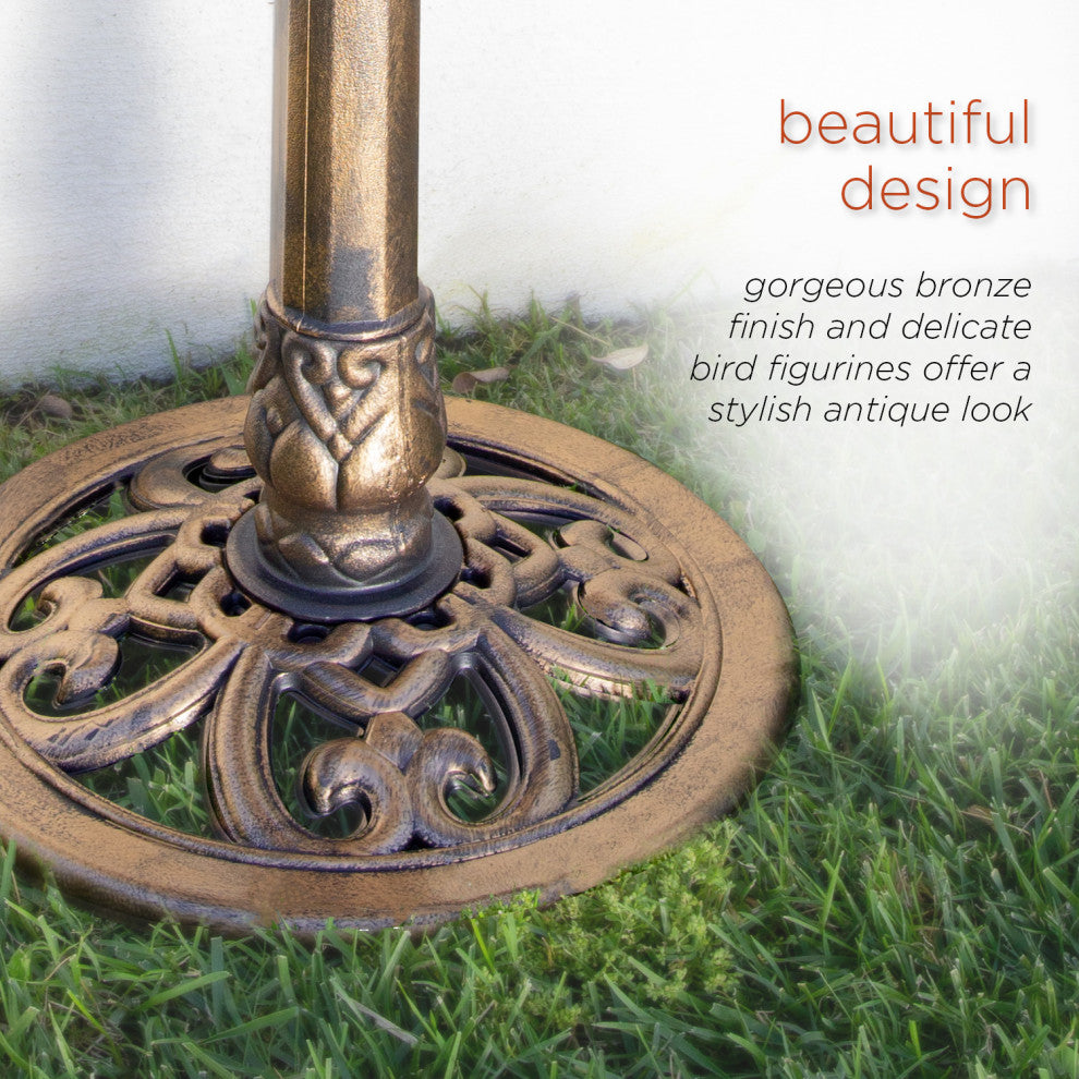 31" Tall Outdoor Vintage Birdbath with Bird Figurines Yard Statue