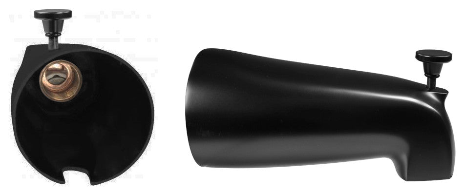 Nose Diverter 5.5" Tub Spout In Polished Nickel, Powder Coated Flat Black