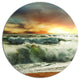 Rushing Waves In Evening Beach, Seashore Disc Metal Wall Art, 11"