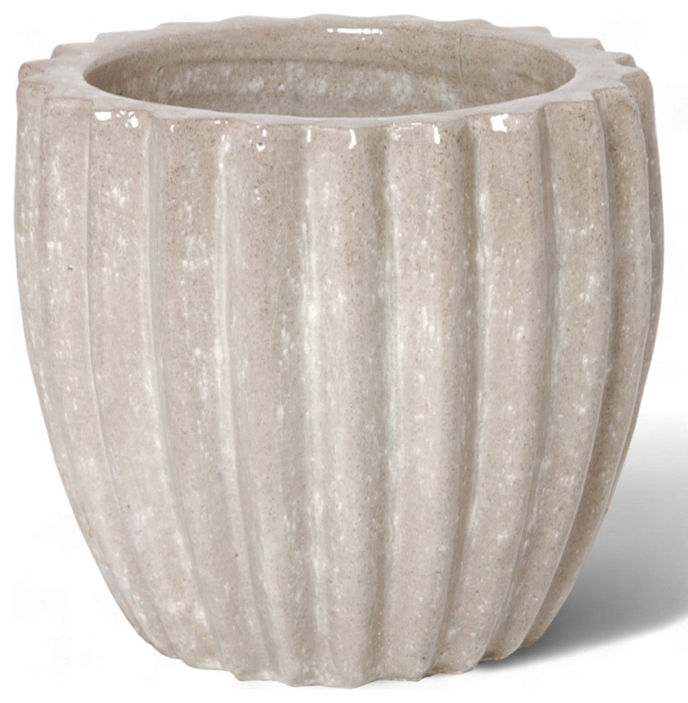 Gray Tall Round Ridge Pot