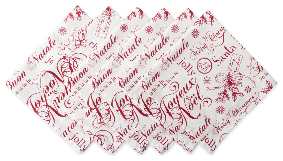 DII Vintage Christmas Print Napkin, Set of 6