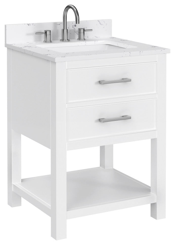 Avanity Brooks 24" Vanity, White and Cala White Engineered Top