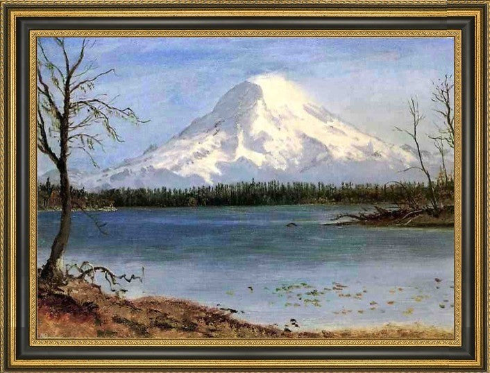 Albert Bierstadt Lake in the Rockies Framed Premium Canvas Print, 16"x24"