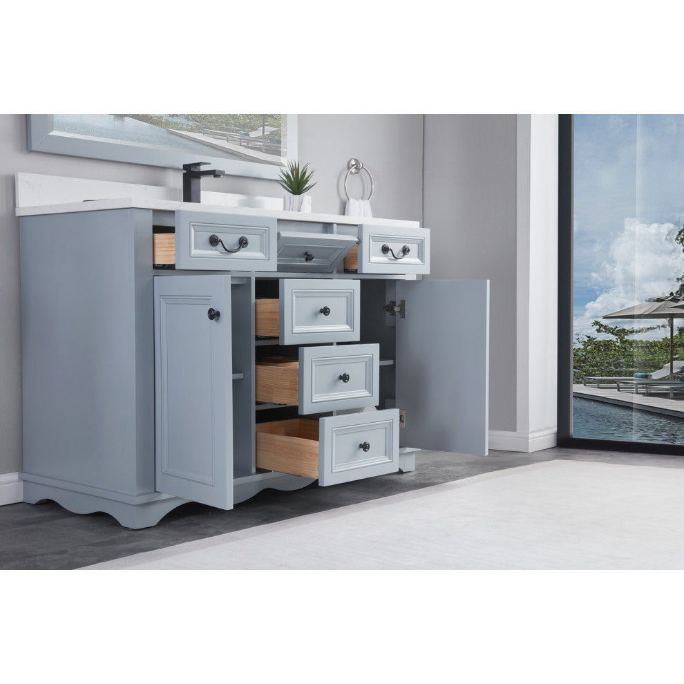 Legion Furniture WS2512 Series Bathroom Sink Vanity, Cadet, 48", Artificial Stone Top, Single Sink