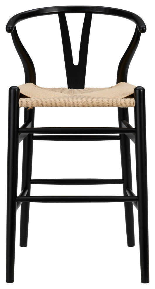 Evelina-C Counter Stool With Natural Seat, Black