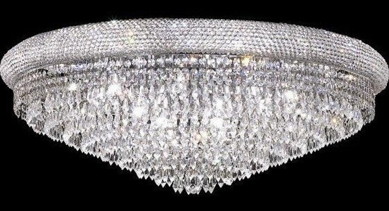 Elegant Primo Flush Mount, Chrome Finish With Royal Cut Crystal