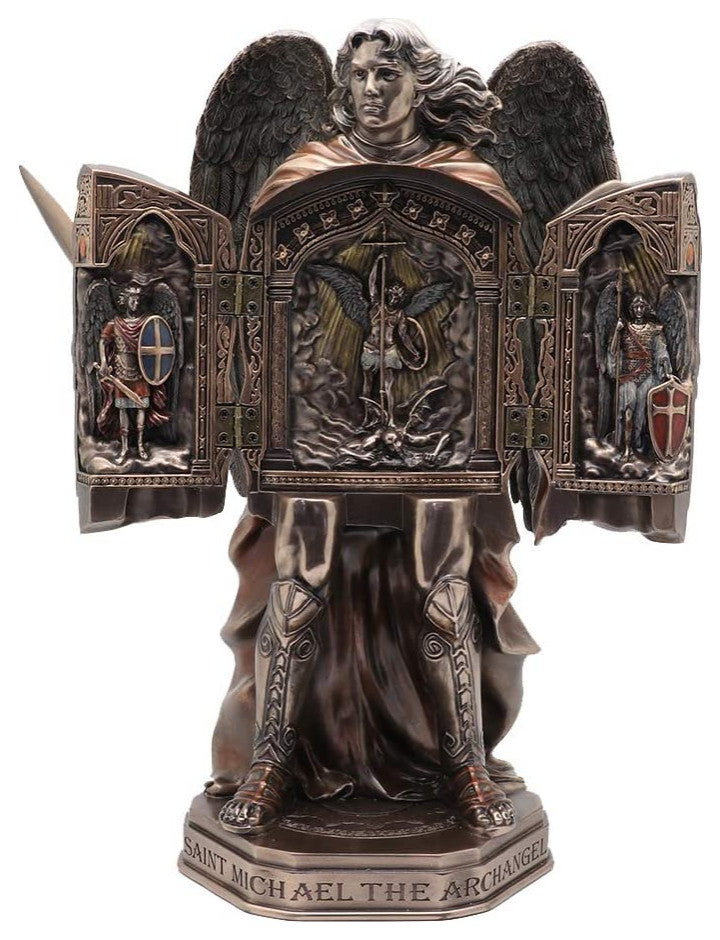 Armored Archangel Saint Michael Triptych -  Classic Statue Sculpture