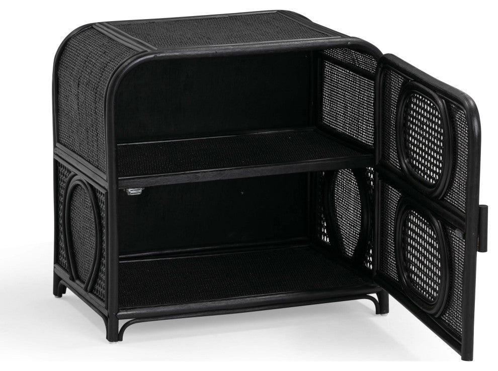 Tina Rattan Nightstand, Black