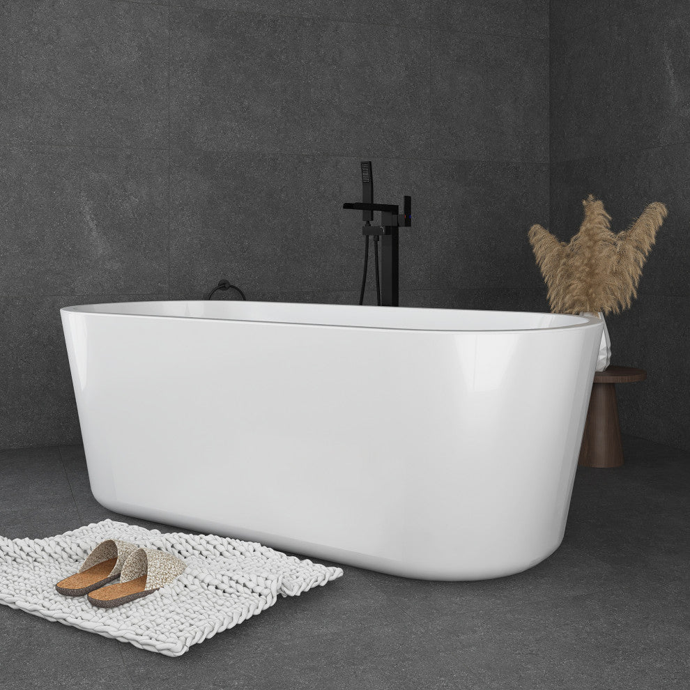 Acrylic Freestanding Soaking Bathtub in White, 67"29