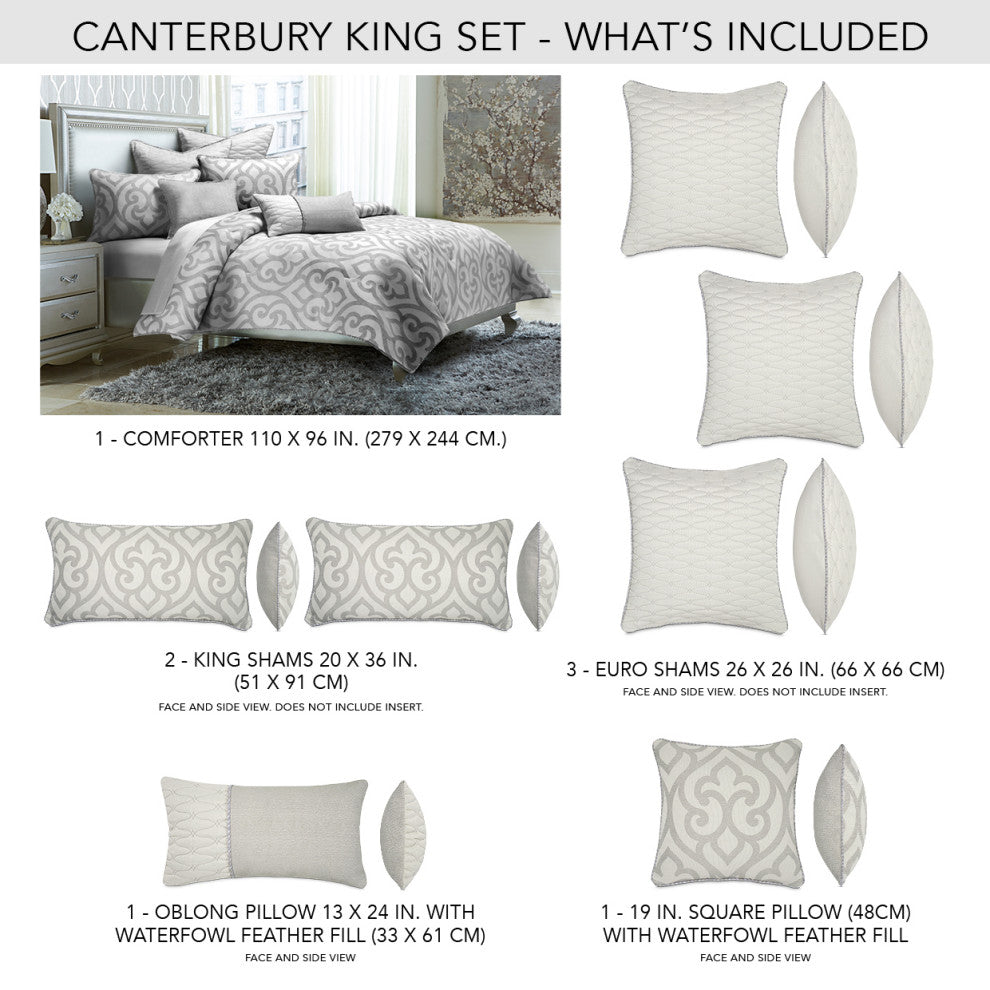Canterbury 8-Piece King Comforter Set - Silver