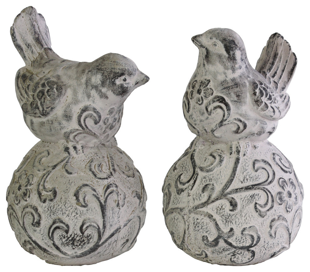 Cement Bird Figurine, 2-Piece Set