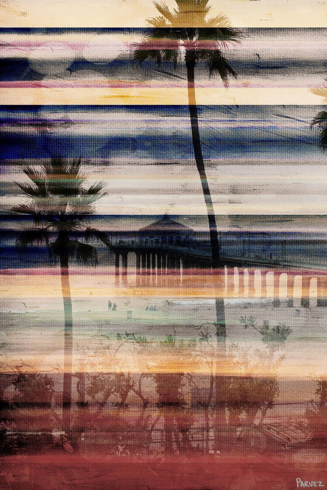 "Palms by the Pier" Print on Canvas, 12"x18"