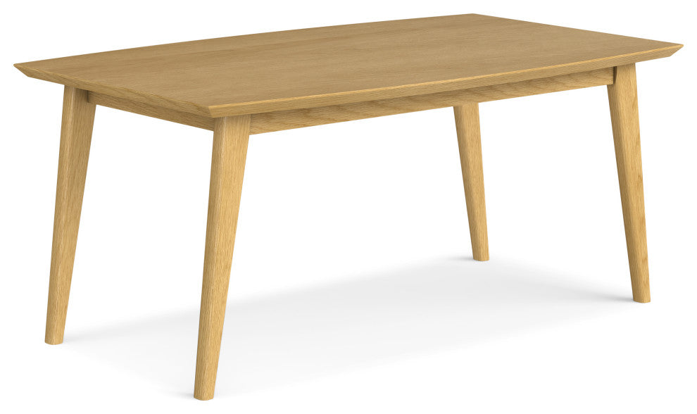 Draper Solid Wood Mid Century Rectangle Dining Table, Oak Veneer