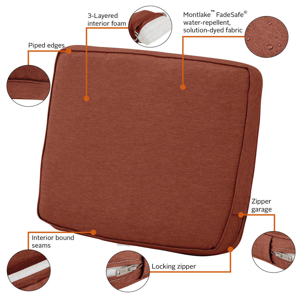 Patio Lounge Back Cushion, Heather Henna Red, 25"x18"x4"