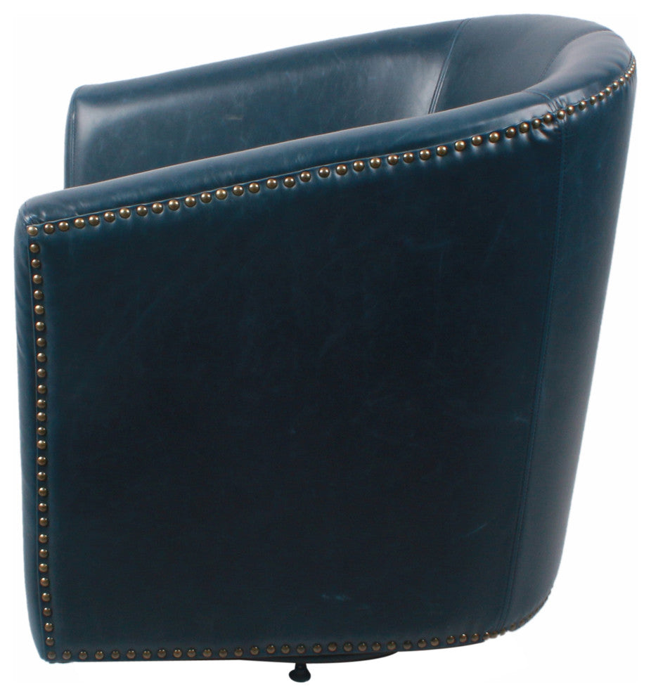 Ernest Bonded Leather Swivel Chair, Blue