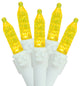Yellow Gold LED M5 Icicle Christmas Lights, White Wire, Set of 70