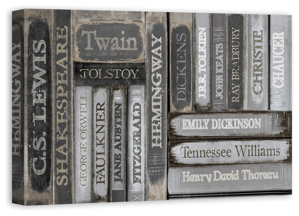 Famous Authors Books Canvas Wall Art, 20"x30", Unframed