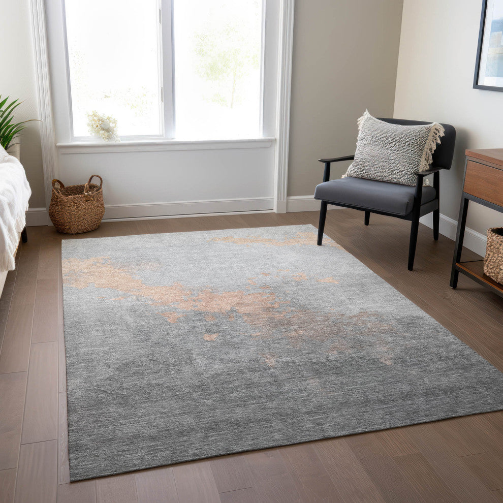Machine Washable Indoor/Outdoor Chantille ACN1881 Peach 9' x 12' Rug