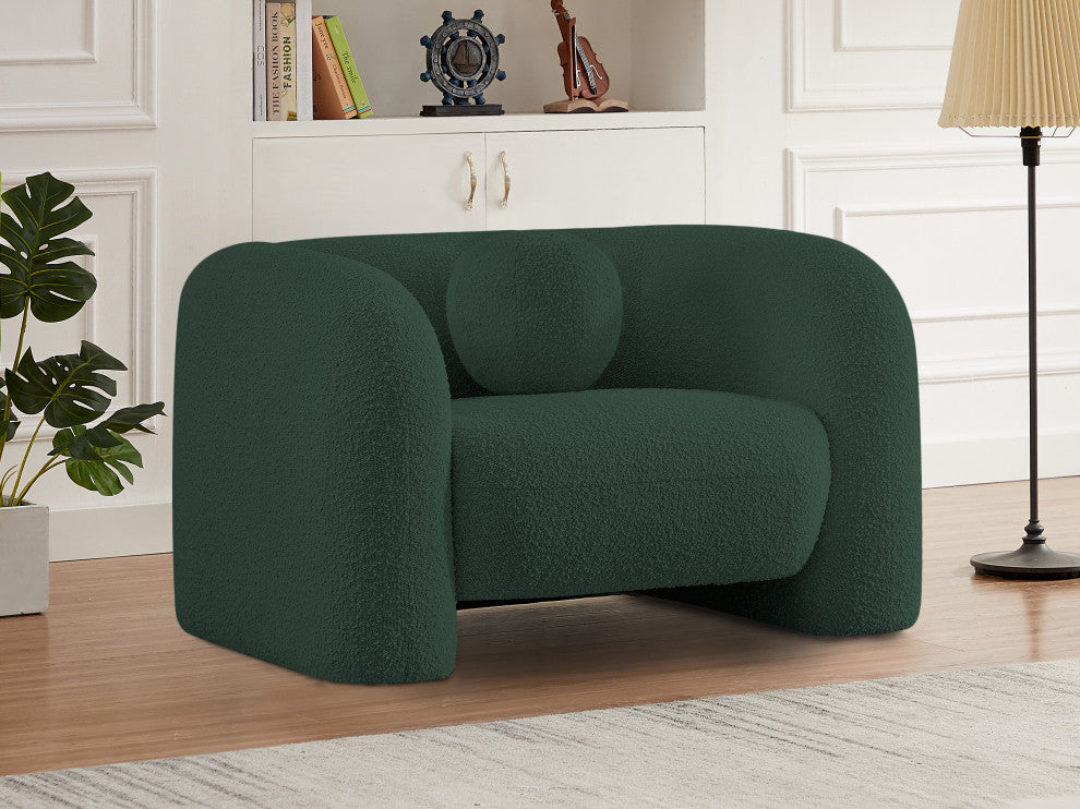 Emory Boucle Fabric Upholstered Upholstered Chair, Green