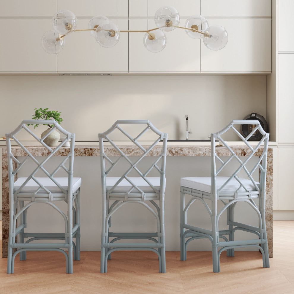 Kara Rattan Counter Stool, Set of 2, Gray