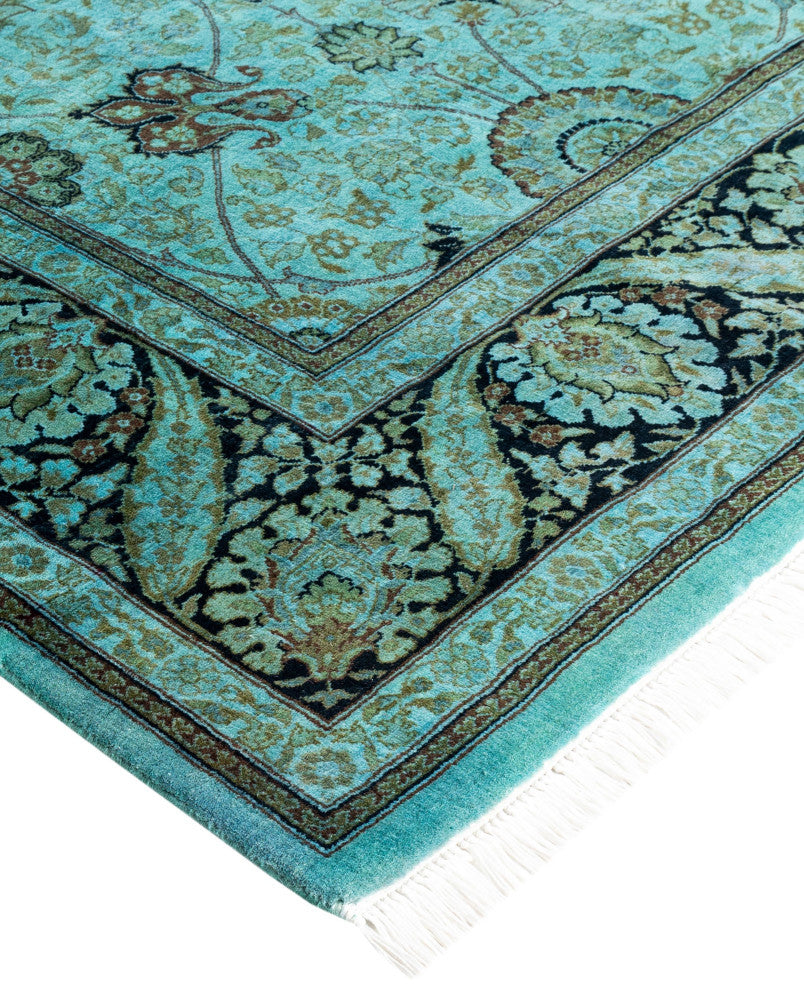 Overdyed One-of-a-Kind Hand-Knotted Area Rug Green, 6' 1" x 6' 3"