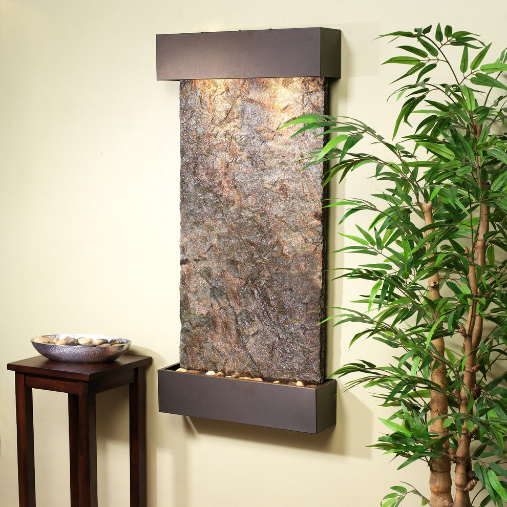 Whispering Creek Water Feature by Adagio, Natural Green Slate, Antique Bronze