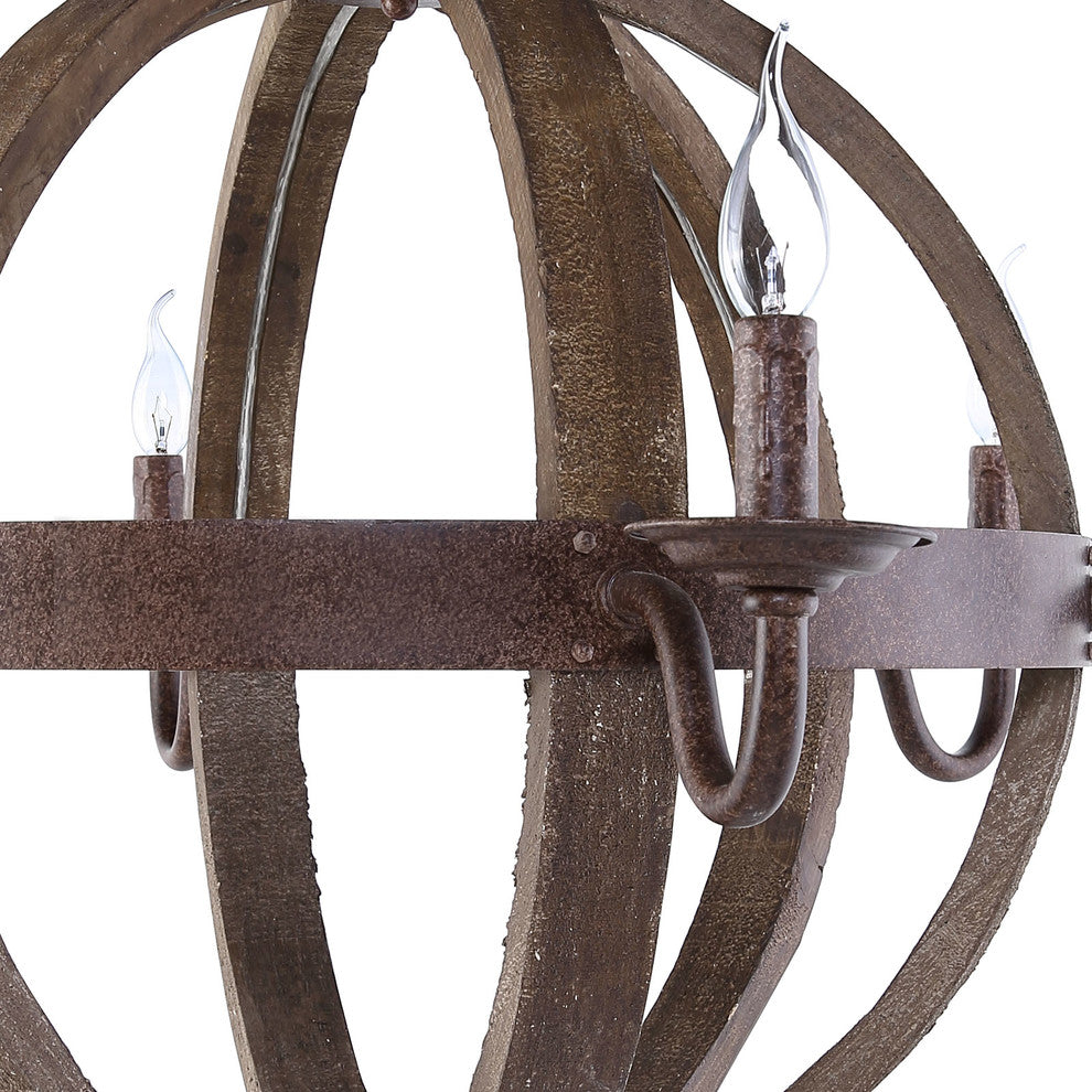 Modern Urban Contemporary Chandelier Light, Brown Wood
