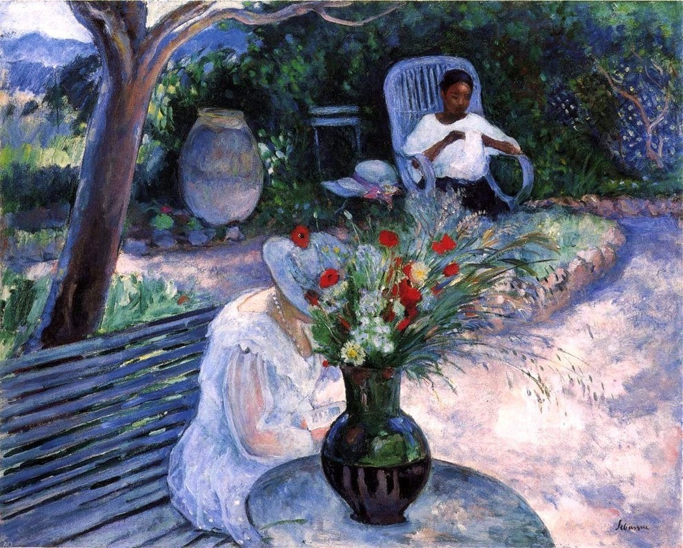 Henri Lebasque the Garden at Pradet Premium Canvas Print