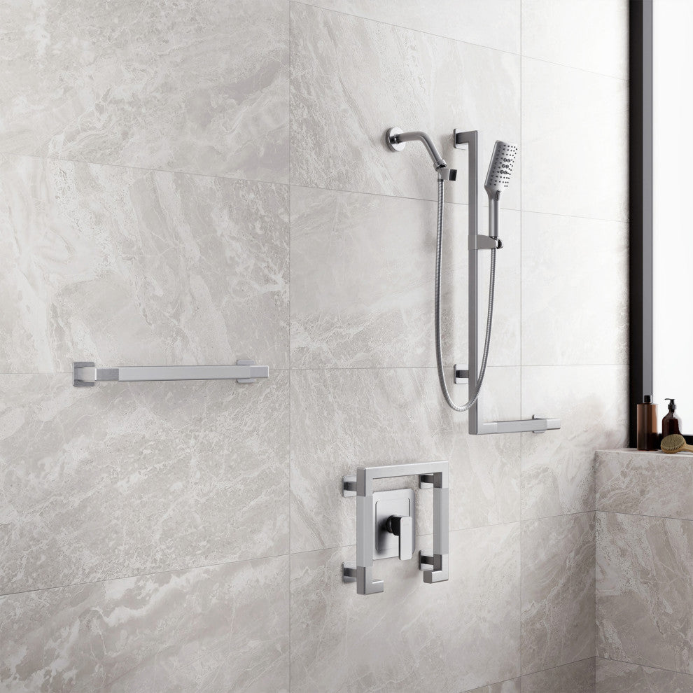 Seville Slide Bar With Handshower, 2.5 GPM, Brushed Nickel, Left
