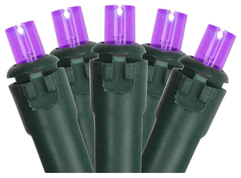 Purple LED Wide Angle Christmas Lights -Green Wire