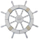 Rustic White Ship Wheel with Palm Tree 18'', Palm Tree Decoration