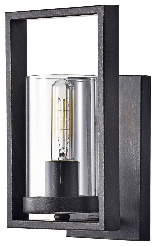 Daisy Antique Black Single Light Wall Sconce With Clear Glass
