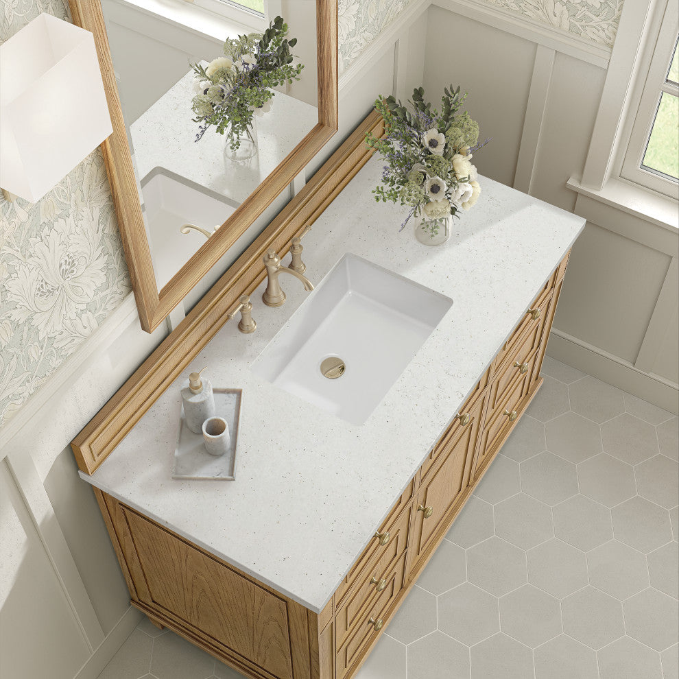 Lorelai 48" Single Vanity, Light Natural Oak, 3 CM Lime Delight Top