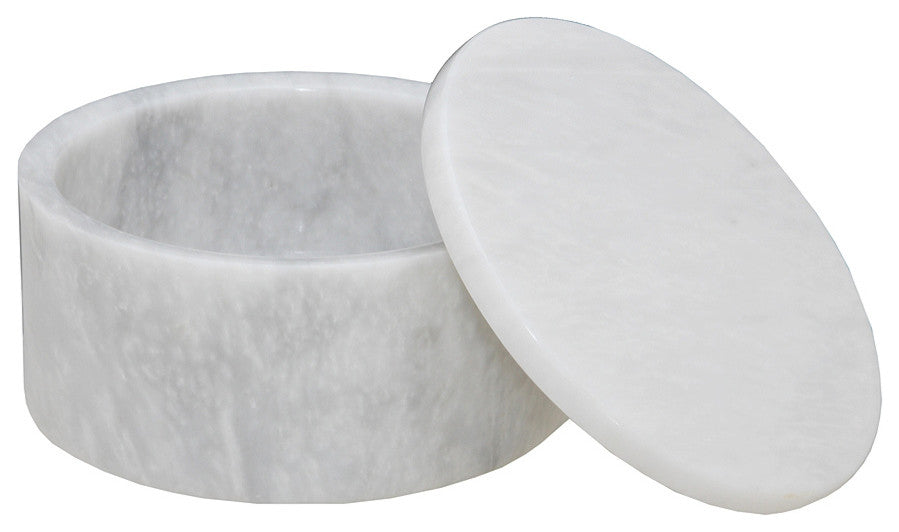 Eirenne Collection Black Zebra Marble 4" Circular Keepsake Box, Cloudy White