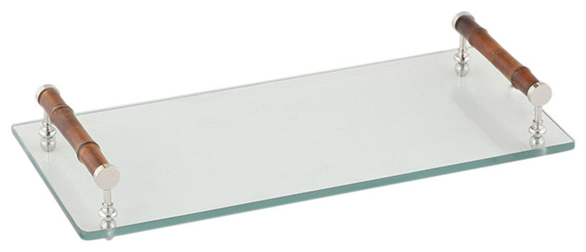 Glass and Bamboo Rectangular Tray