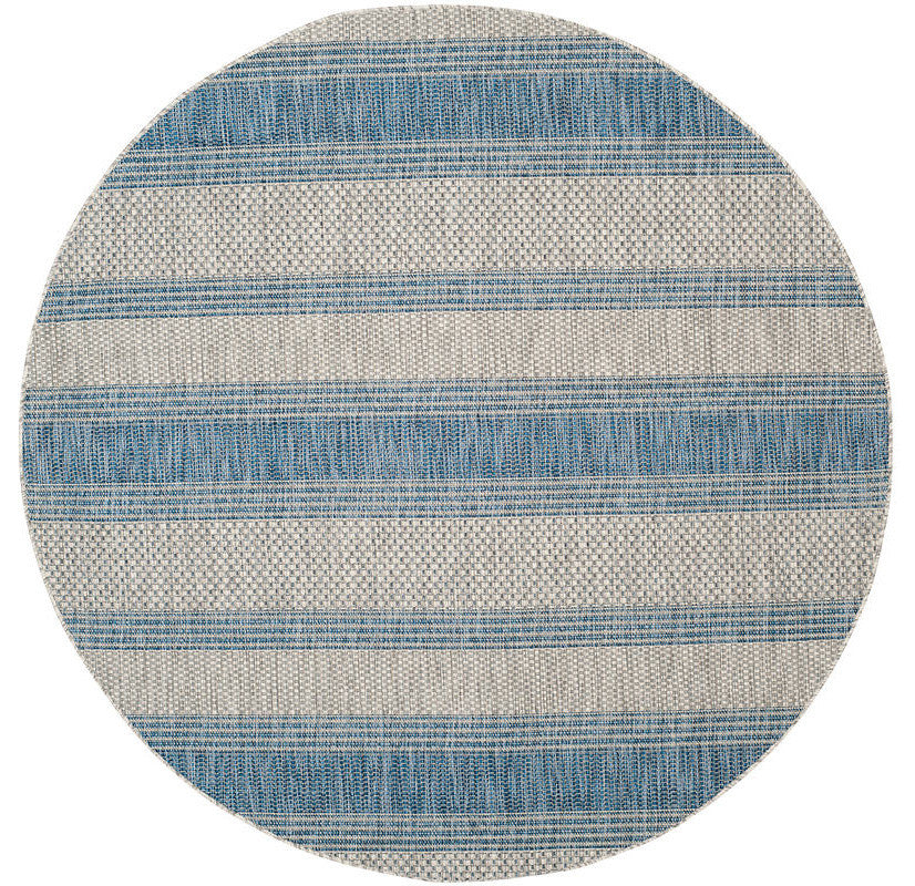 Safavieh Courtyard Cy8464-36812 Striped Outdoor Rug, Grey/Navy, 6'7" X 9'6"