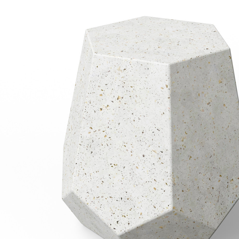 Mixx, Faceted Stool, Ivory Terrazzo